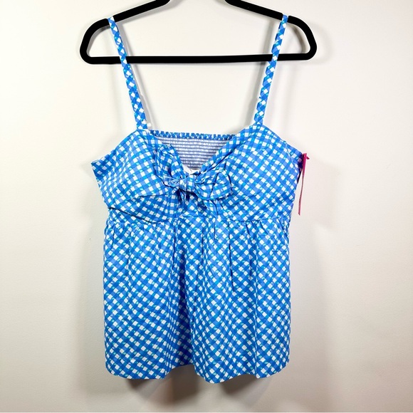 Lilly Pulitzer Mitzi Cotton Cami Boca Blue Double Checking - Picture 10 of 11